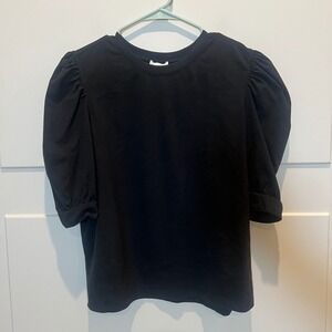 The Drop Women's Black Puff‎ Sleeve Crew Neck T-Shirt XL NWOT Career Going Out